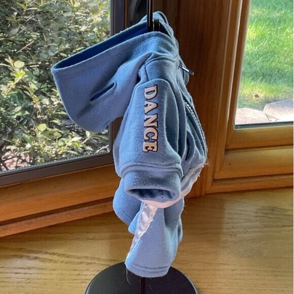 Build a Bear Blue Dance Track Suit Zipper Hoodie Shorts Blue White Stripe Star - Picture 5 of 10